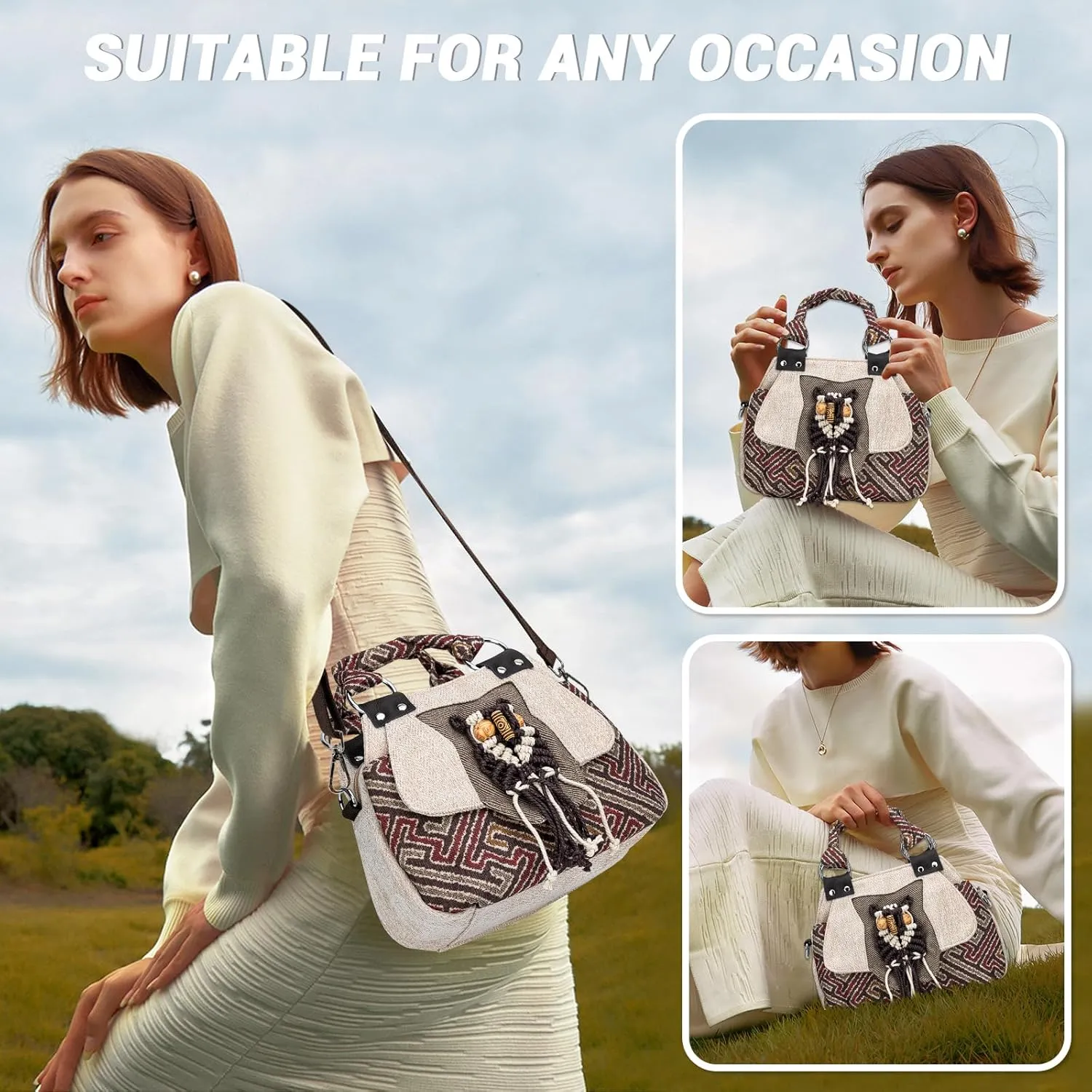 Tote Bag for Women With Zipper, Small Crossbody Bags for Women Trendy, Hand-Woven Shoulder Handbags