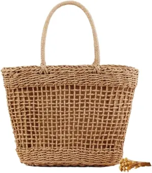 Tote hollow woven bag vacation outing vegetable basket personalized bag