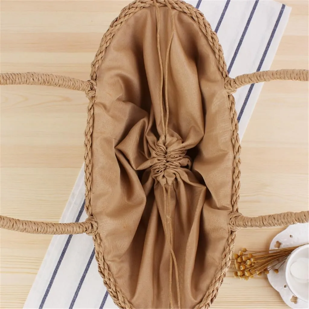 Tote hollow woven bag vacation outing vegetable basket personalized bag