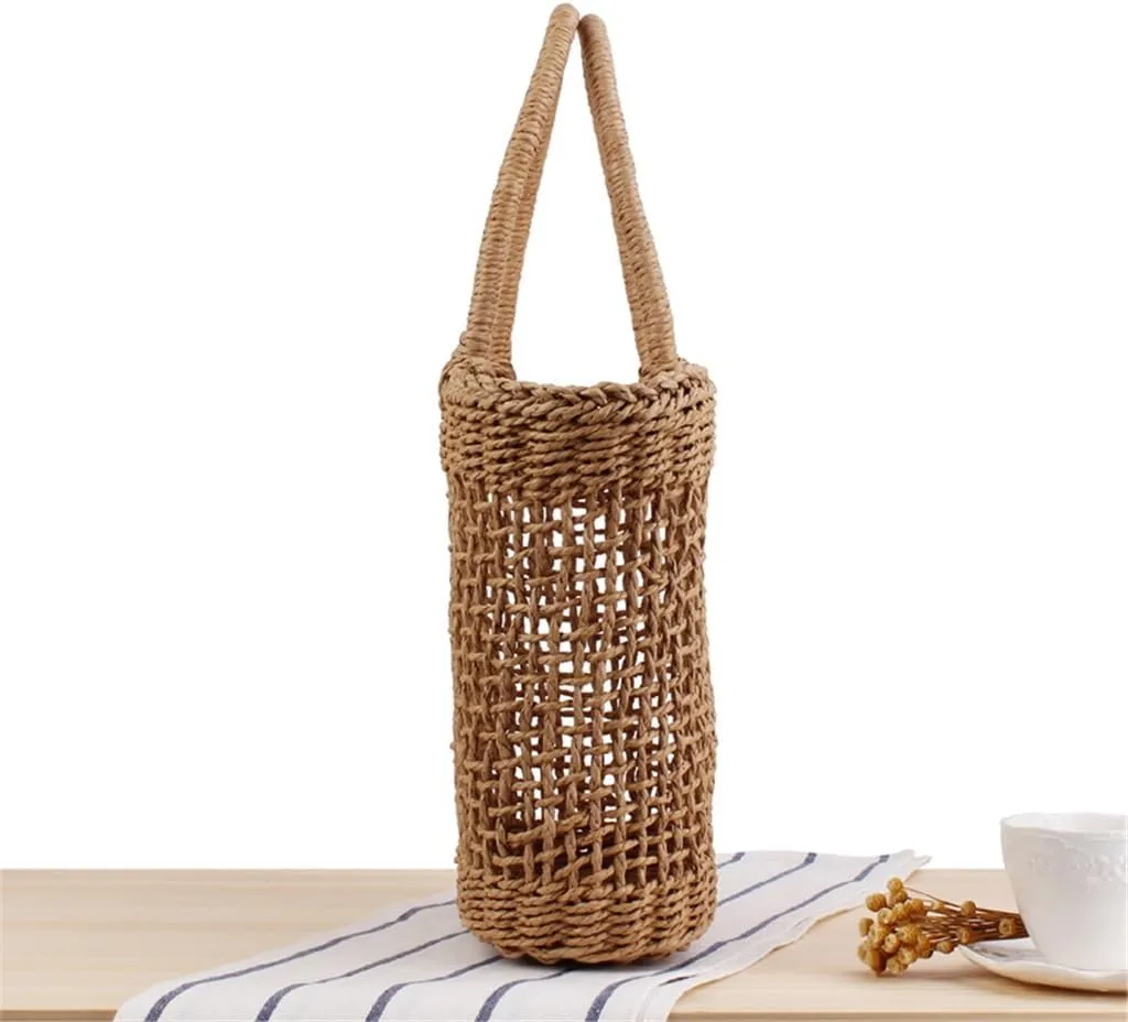 Tote hollow woven bag vacation outing vegetable basket personalized bag