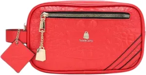 Tote&Carry Apollo 2 Faux Crocodile Skin Toiletry Bag for Women & Men, Personal Item Travel Pouch for Hygiene, Shaving, Makeup, Cosmetic & Medicine Organizer, Water-Resistant (Red)