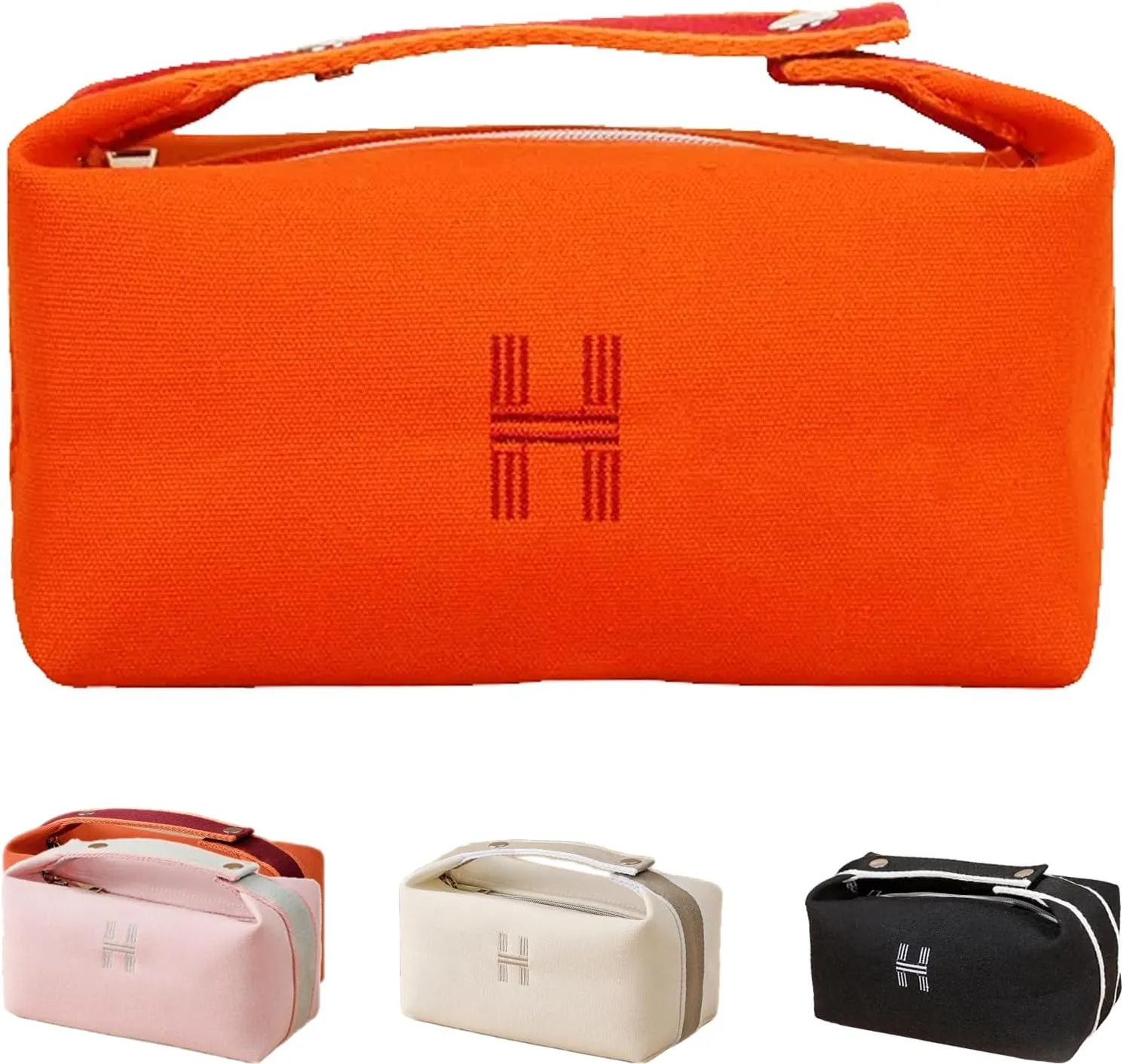 Travel Makeup Bag, Waterproof Canvas Cosmetic Bag Make Up Organizer Case for Women, Large Toiletry Bag Skincare Pouch for Toiletries Accessories Brushes