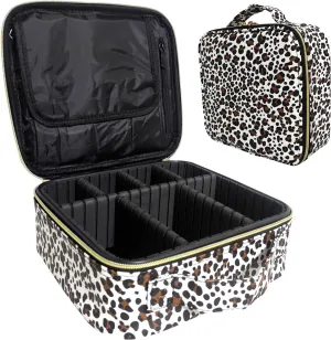 Travel Makeup Bag with Adjustable Dividers, Cosmetic Train Storage Case Organizer for Professional Cosmetic Brushes