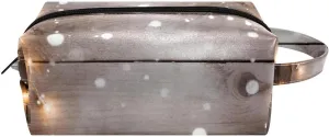Travel Makeup Bag,Travel Toiletry Bag for Women,Christmas Lights Decoration Wood Planks,Cosmetic Travel Bag