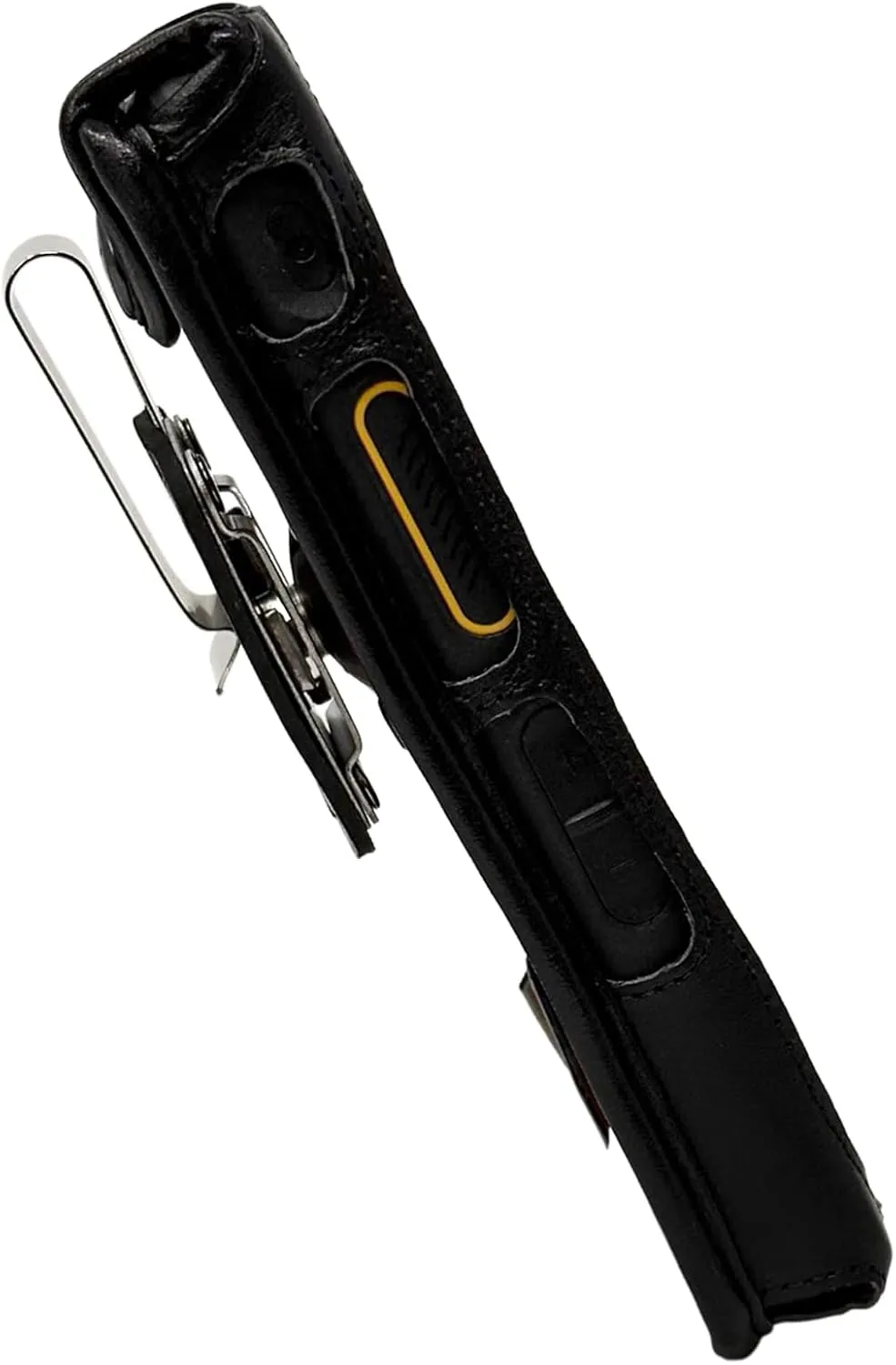 TurtleBack Fitted Phone Case Made for Sonim XP10 Black Leather Metal Clip
