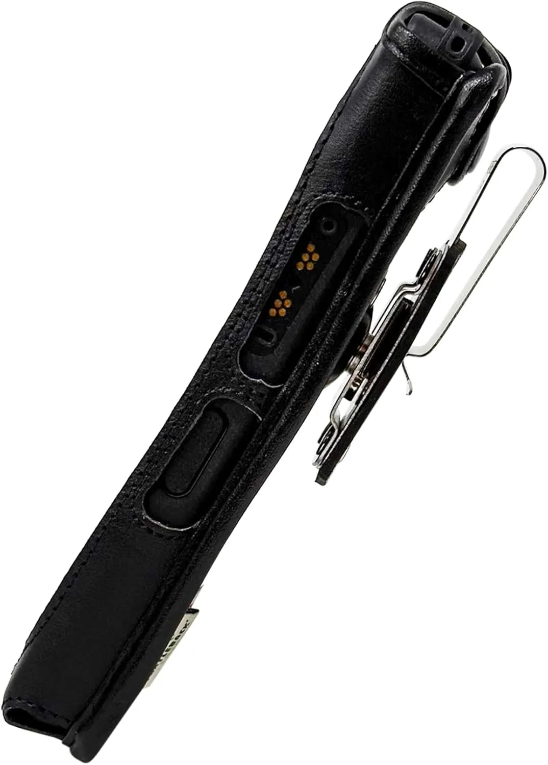 TurtleBack Fitted Phone Case Made for Sonim XP10 Black Leather Metal Clip