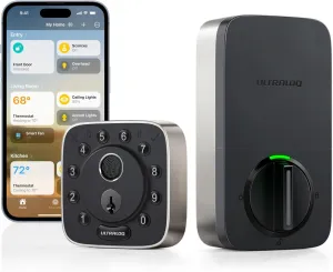 ULTRALOQ Bolt Fingerprint Smart Lock - Works with Apple HomeKit - Built-in WiFi Keyless Entry Door Lock - Voice Control with Siri, Alexa, Google - Biometric Smart Door Lock - Smart WiFi Deadbolt
