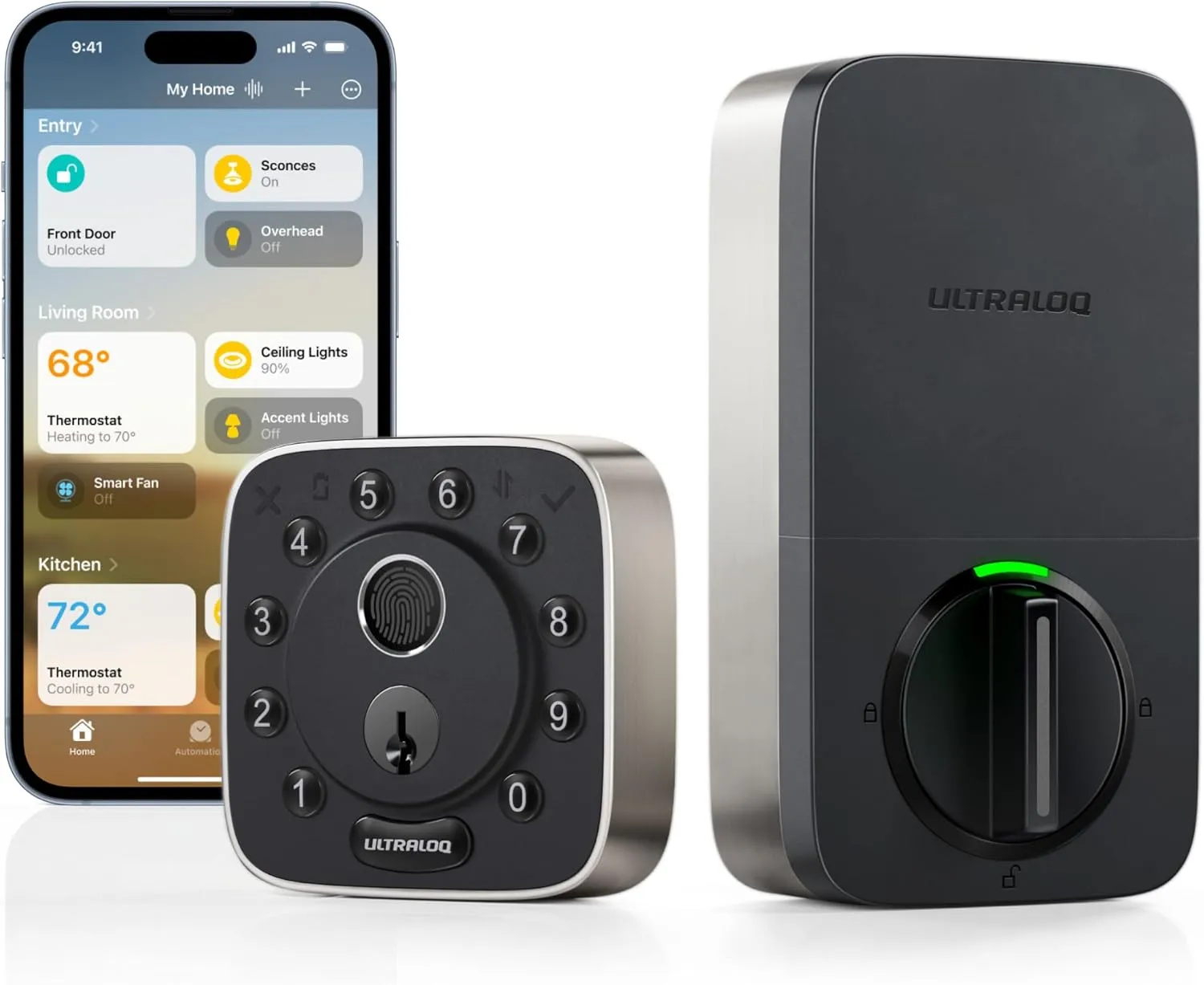 ULTRALOQ Bolt Fingerprint Smart Lock - Works with Apple HomeKit - Built-in WiFi Keyless Entry Door Lock - Voice Control with Siri, Alexa, Google - Biometric Smart Door Lock - Smart WiFi Deadbolt