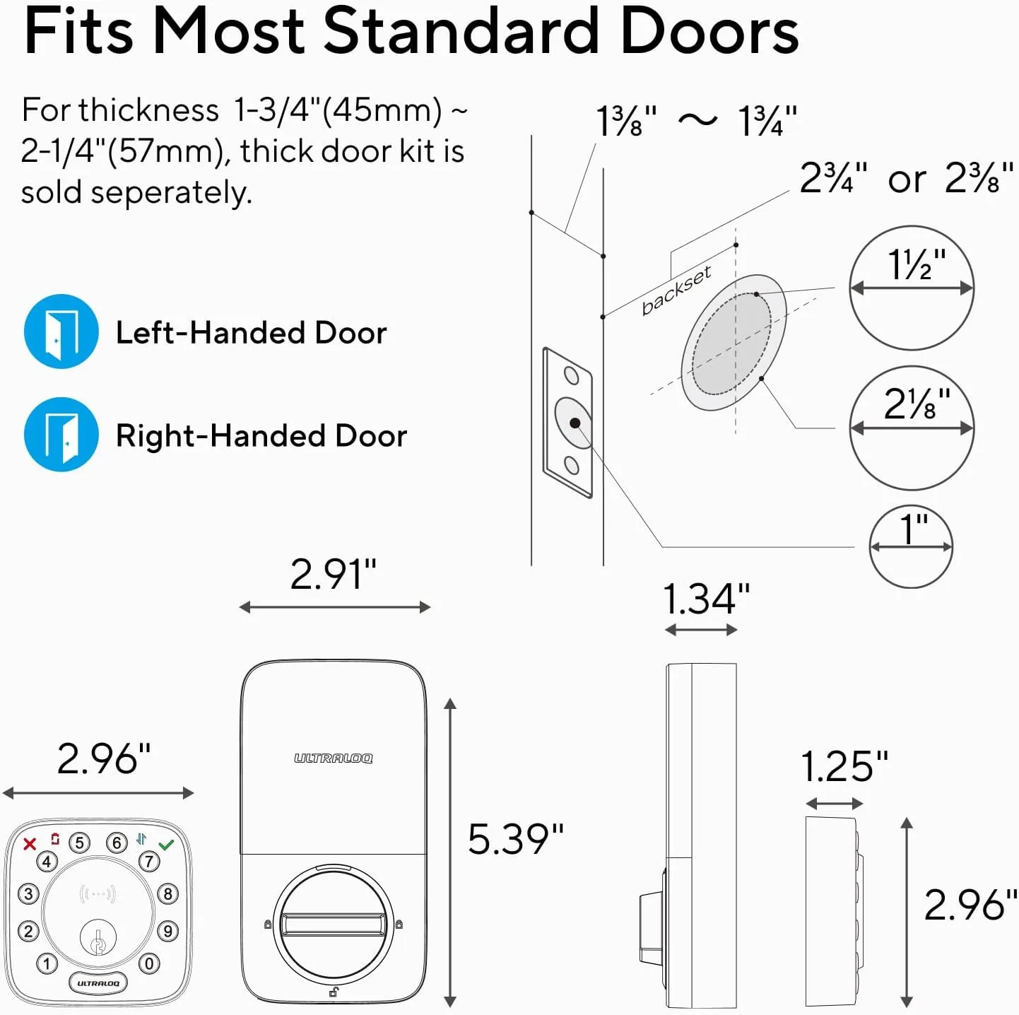 ULTRALOQ Bolt NFC WiFi Smart Lock with Door Sensor, Built in WiFi Deadbolt, Keypad Keyless Entry Door Lock, App Remote Control, Auto Unlock, IP65 Waterproof, 12 Months Battery