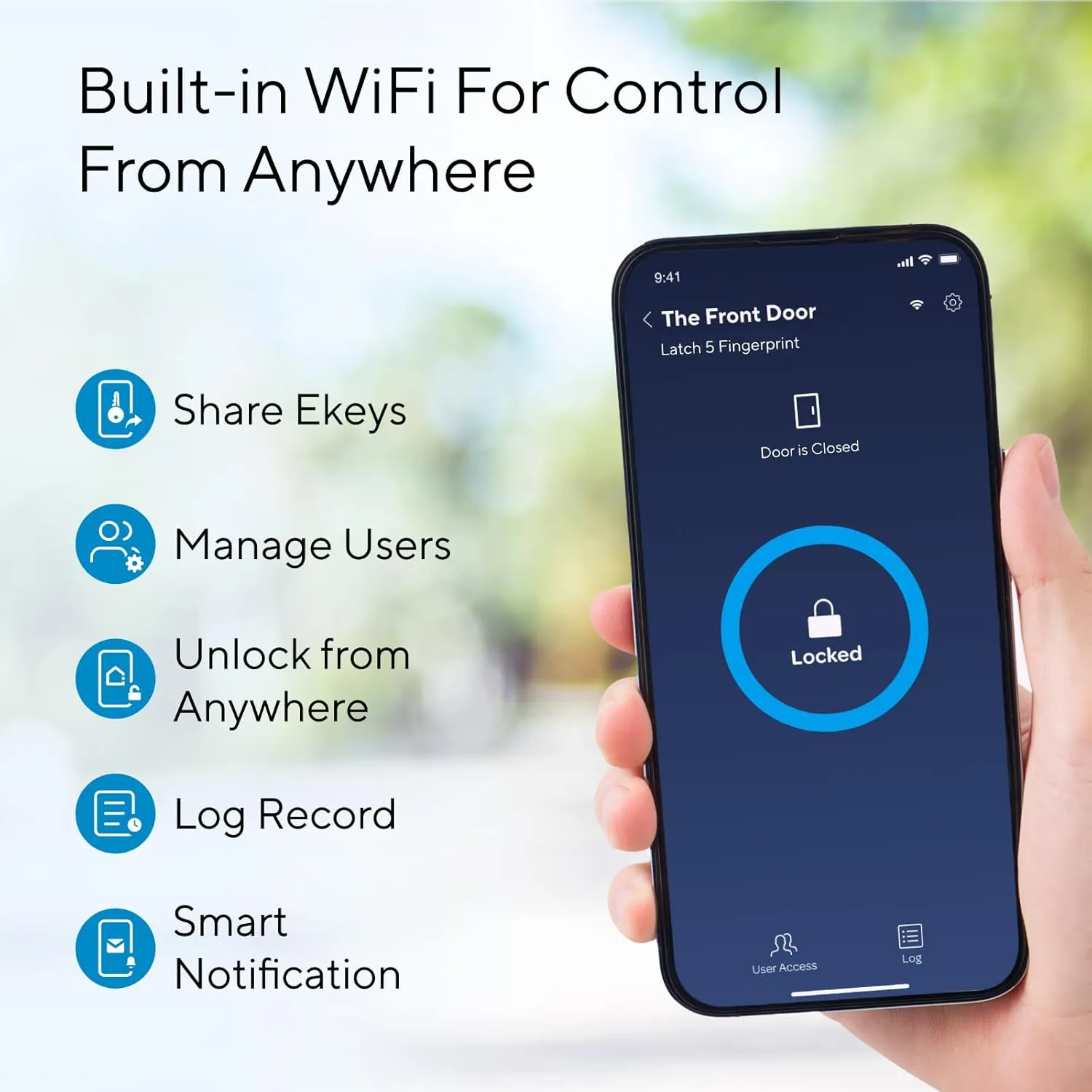 ULTRALOQ Latch 5 Smart Lock, Built- in WiFi 6 Fingerprint Door Handle Lock, Biometric Keyless Entry Door Lever with App, Digital Touchscreen Keypad, Smart Locks for Front Door, App Remote Control