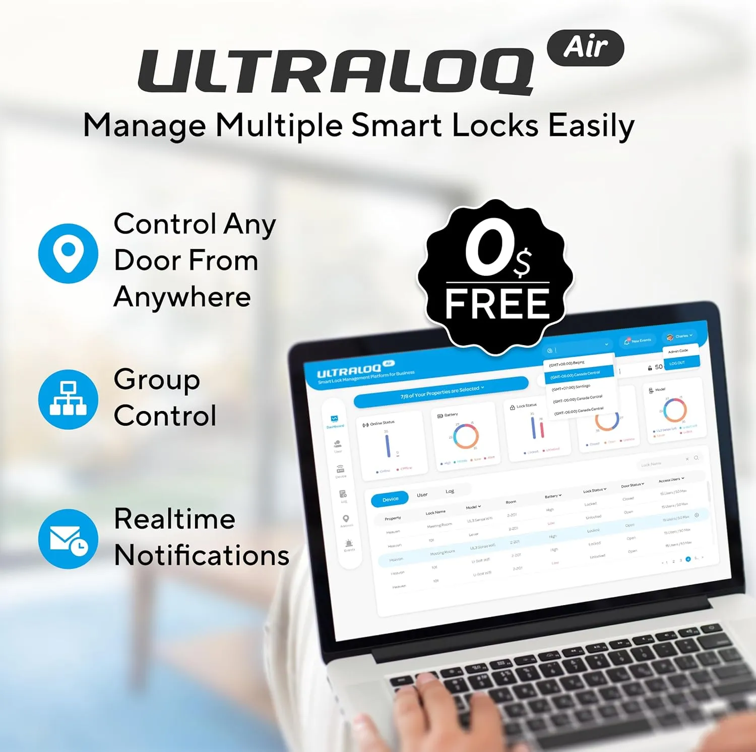 ULTRALOQ Latch 5 World's First Built-in WiFi Smart Lock with NFC, 5-in-1 Keyless Entry with App Control, Smart Door Handle Lock with Touch Digital Keypad, Satin Nickel