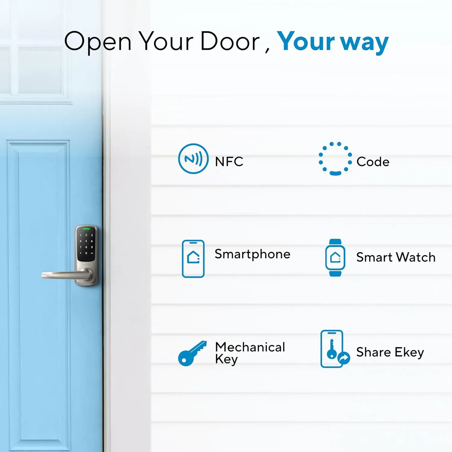 ULTRALOQ Latch 5 World's First Built-in WiFi Smart Lock with NFC, 5-in-1 Keyless Entry with App Control, Smart Door Handle Lock with Touch Digital Keypad, Satin Nickel