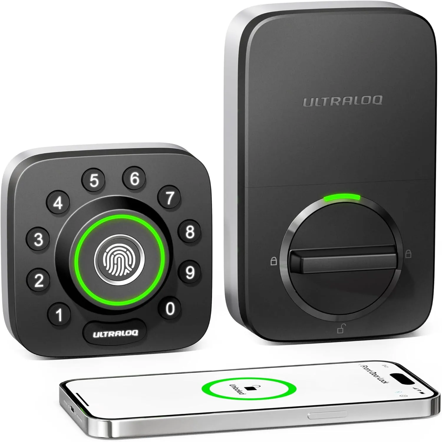 ULTRALOQ Smart Lock U-Bolt Pro, 7-in-1 Fingerprint Keyless Entry Door Lock with App Control, Anti-peep Keypad, Auto Lock, Smart Deadbolt Front Door, IP65 Waterproof, Easy Installation, 1 Year Battery