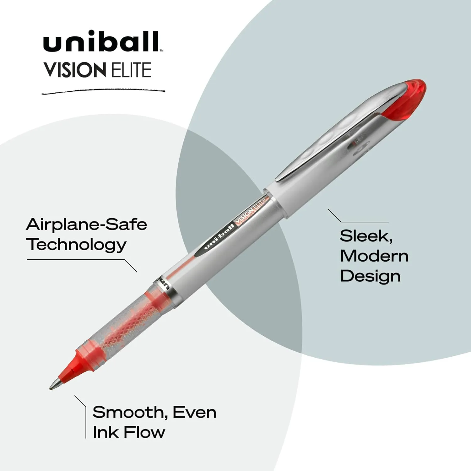 uni-ball uniball Vision Elite Rollerball Pens with 0.8mm Bold Point, Red, 12 Count