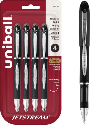 uniball™ Jetstream Ballpoint Pens, Medium Point (1.0mm), Black, 4 Pack