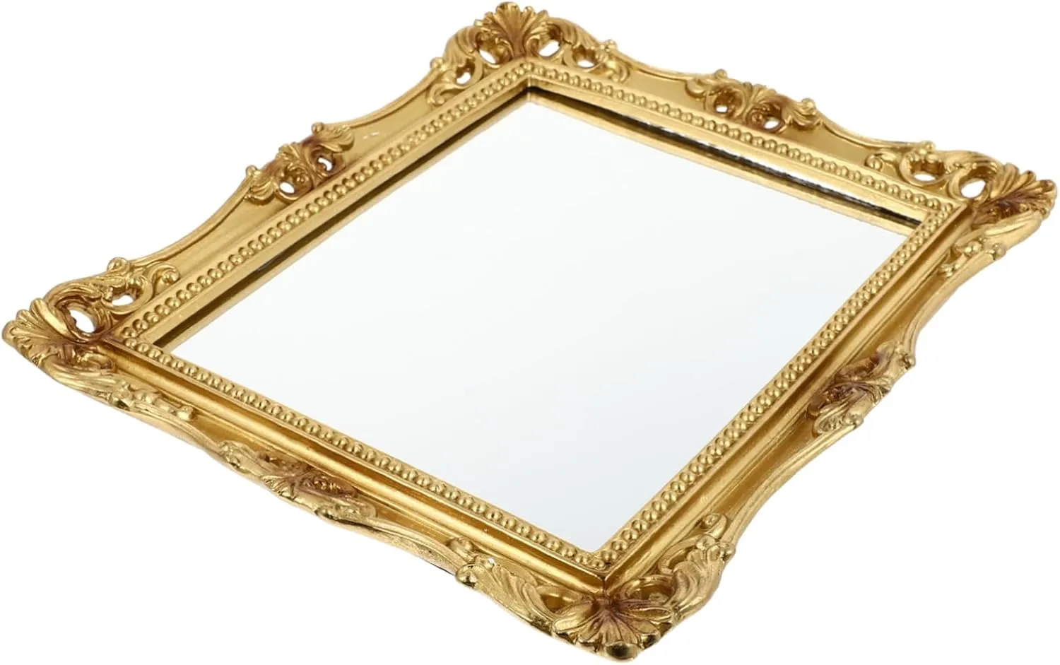 Unique Indoor Cosmetics Mirror Square Makeup Mirror Classic Carved Pattern Home Decor