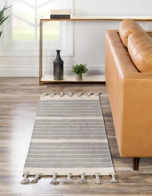 Unique Loom Chindi Cotton Collection Area Rug - Sophie (2' 2" x 6' 1" Runner, Gray and White)