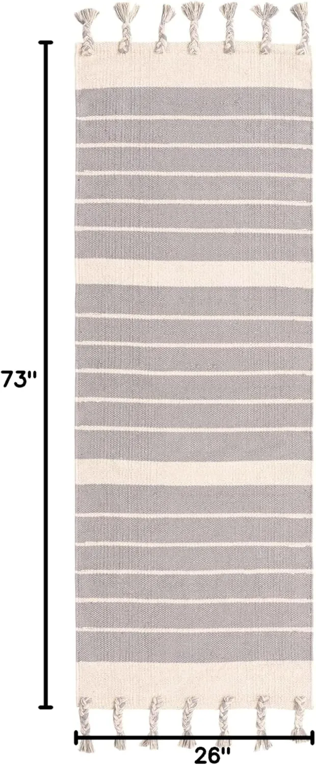 Unique Loom Chindi Cotton Collection Area Rug - Sophie (2' 2" x 6' 1" Runner, Gray and White)