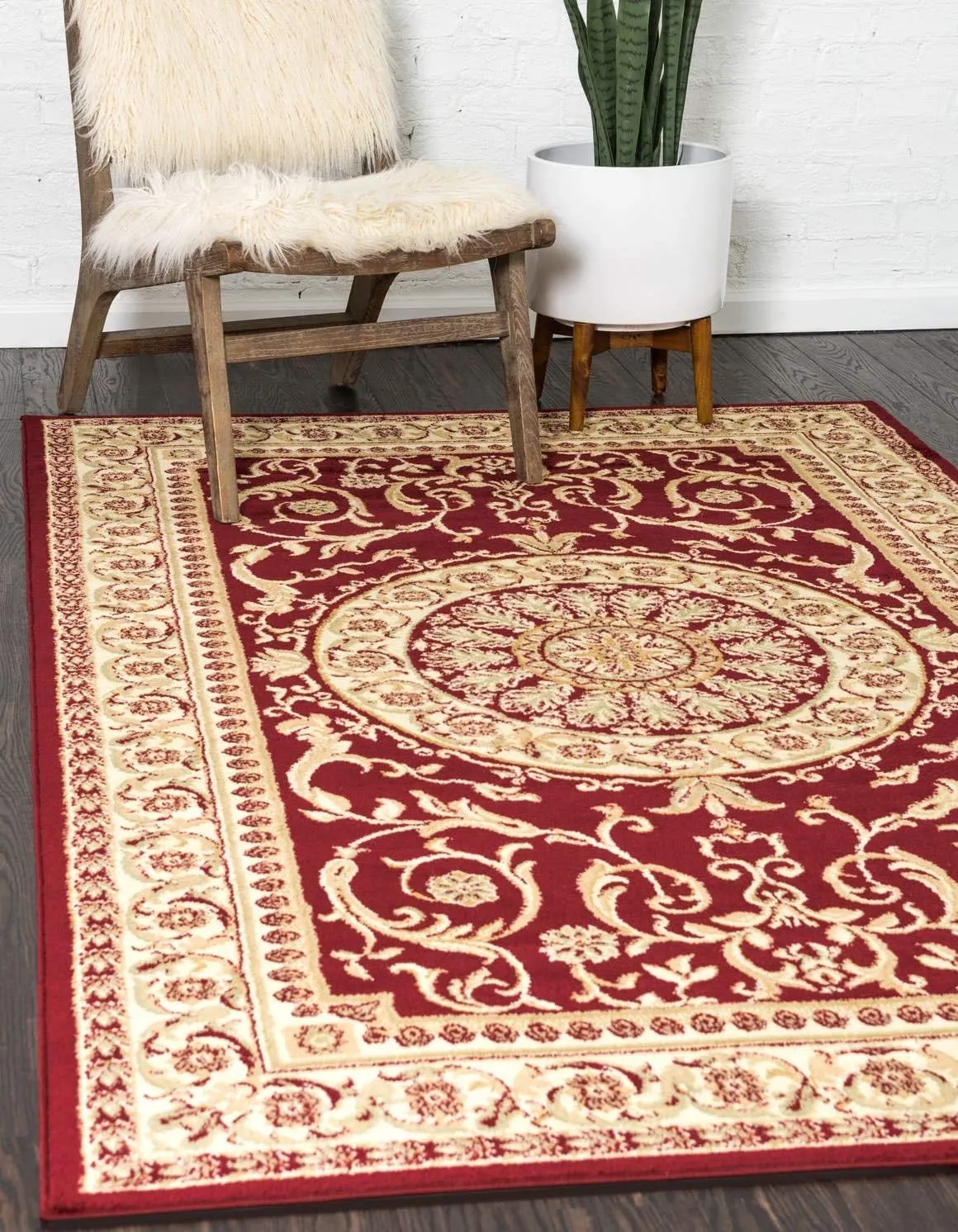 Unique Loom Versailles Collection Traditional Classic Medallion Floral Motif Area Rug (2' 2 x 3' 0 Rectangular, Burgundy/ Ivory)