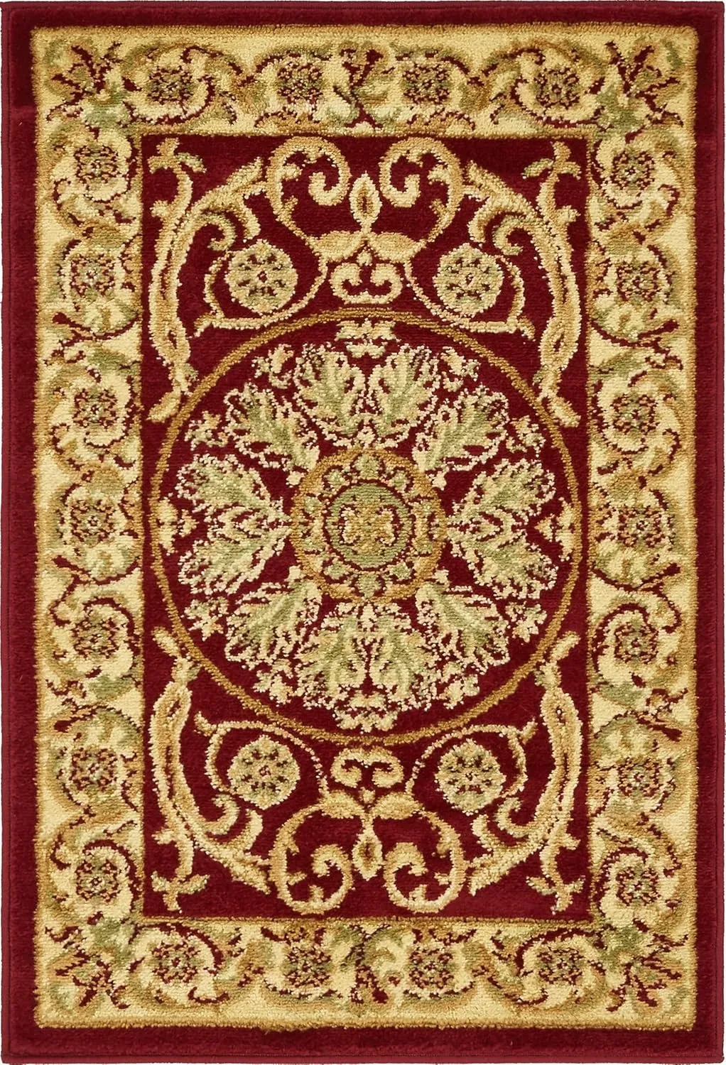 Unique Loom Versailles Collection Traditional Classic Medallion Floral Motif Area Rug (2' 2 x 3' 0 Rectangular, Burgundy/ Ivory)