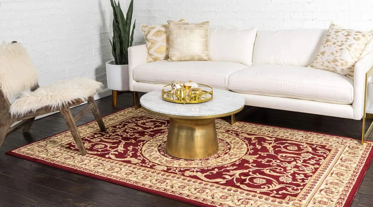 Unique Loom Versailles Collection Traditional Classic Medallion Floral Motif Area Rug (2' 2 x 3' 0 Rectangular, Burgundy/ Ivory)
