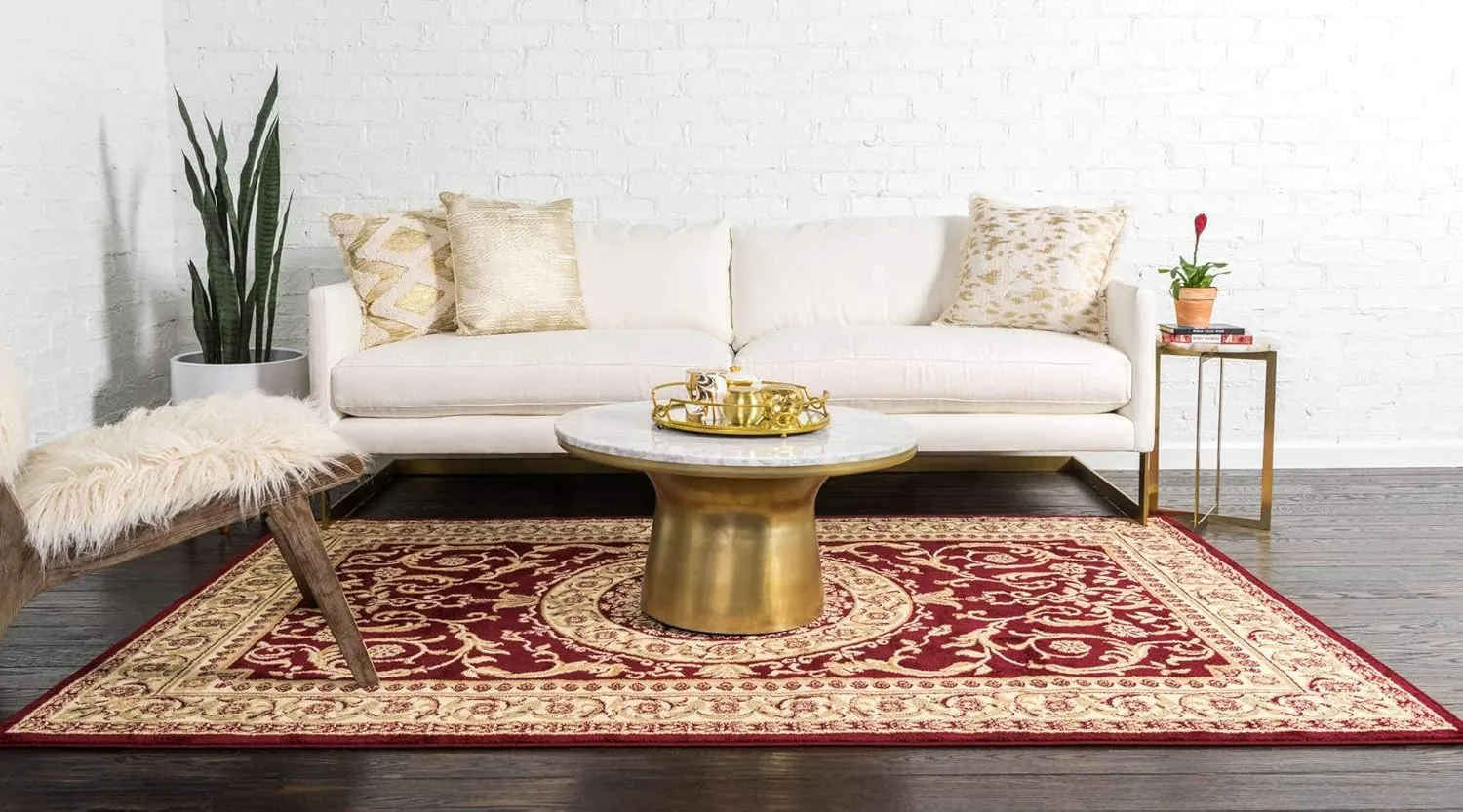 Unique Loom Versailles Collection Traditional Classic Medallion Floral Motif Area Rug (2' 2 x 3' 0 Rectangular, Burgundy/ Ivory)
