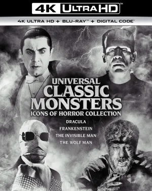 Universal Classic Monsters: Icons of Horror Collection (Dracula / Frankenstein / The Invisible Man / The Wolf Man) - 4K Ultra HD   Blu-ray   Digital [4K UHD]