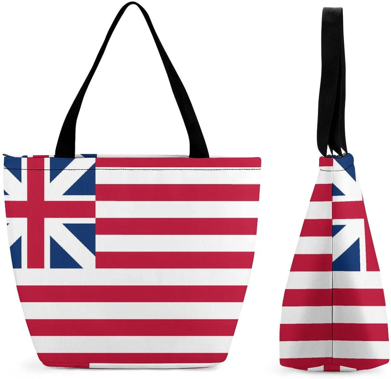 U.S. and Union Jack Flag Women's Tote Bag Casual Shopping Bags Fashion Handbags Gifts for Travel Work Holiday