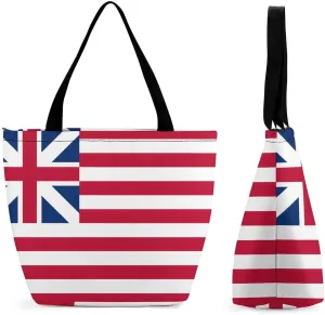 U.S. and Union Jack Flag Women's Tote Bag Casual Shopping Bags Fashion Handbags Gifts for Travel Work Holiday