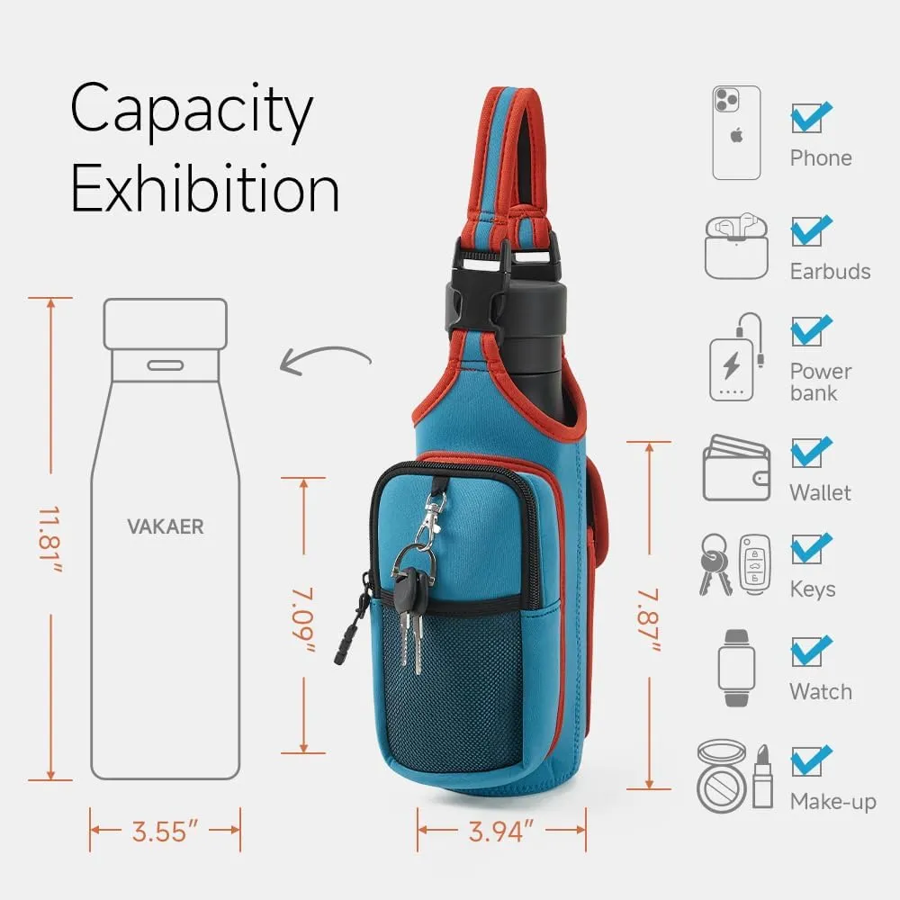 VAKAER Magnetic Gym Bag for Women and Men, Magnetic Water Bottle Holder with Phone Pocket, Magnets Gym Accessories Carrier Bag with Adjustable Strap (Blue)
