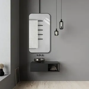 Vanity Makeup Mirrors, Nordic Ceiling Hanging Mirror for Bathroom Washroom Shaving Makeup Mirror Entrance Hallway Wall Decor Mirror with Black Metal Frame (Boom can be customized) ( Size : 50cmx60cm )