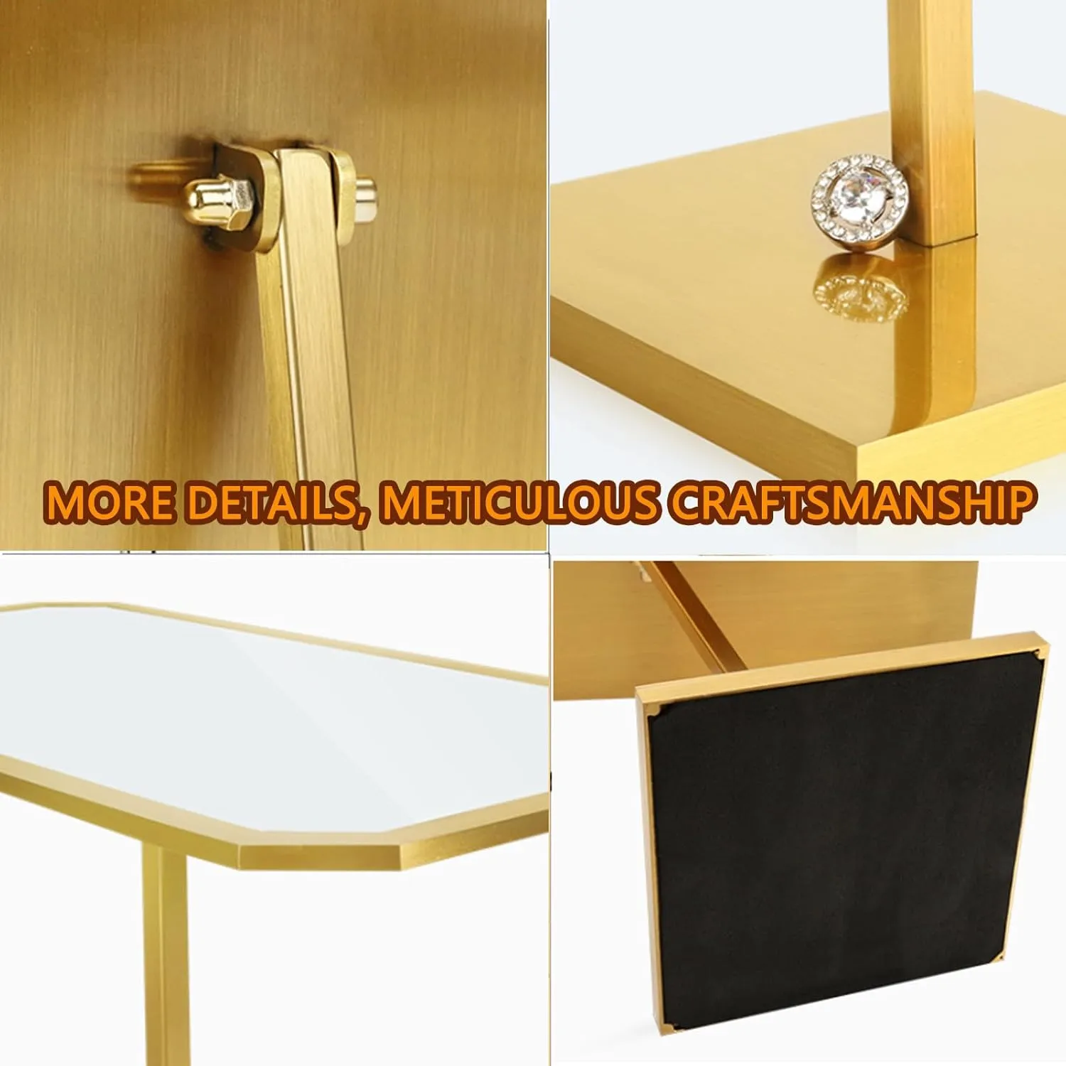 Vanity Mirror with Stand, Stainless Steel Makeup Mirror, Desktop Counter Mirror for Jewelry Store or Optical Shop,C