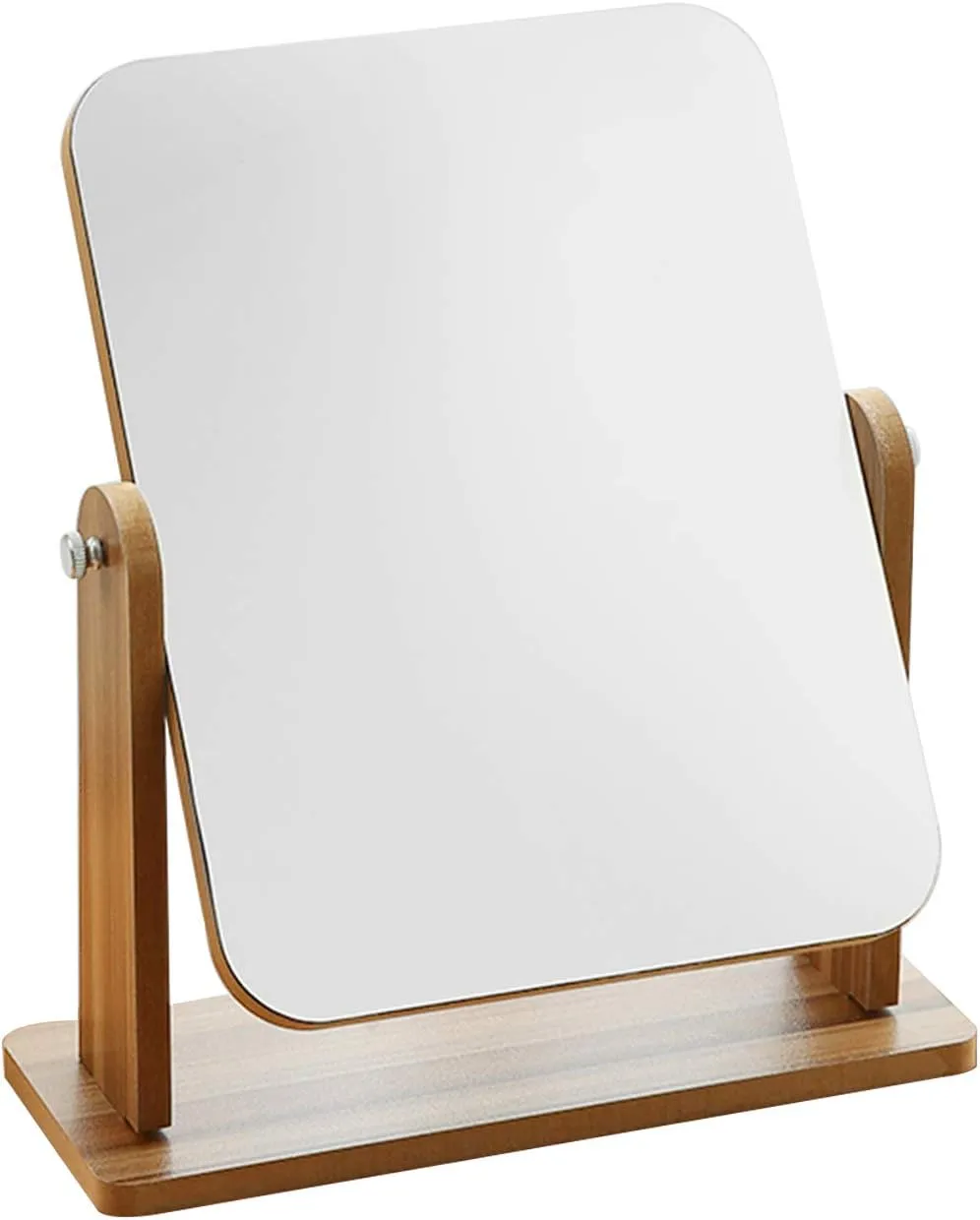 Vanity Mirror with Wooden Base, Dressing Table Makeup Mirror, 360° Rotatable, Free Standing Decorative Mirror Ornaments.(7.1" L x 5.1" W)