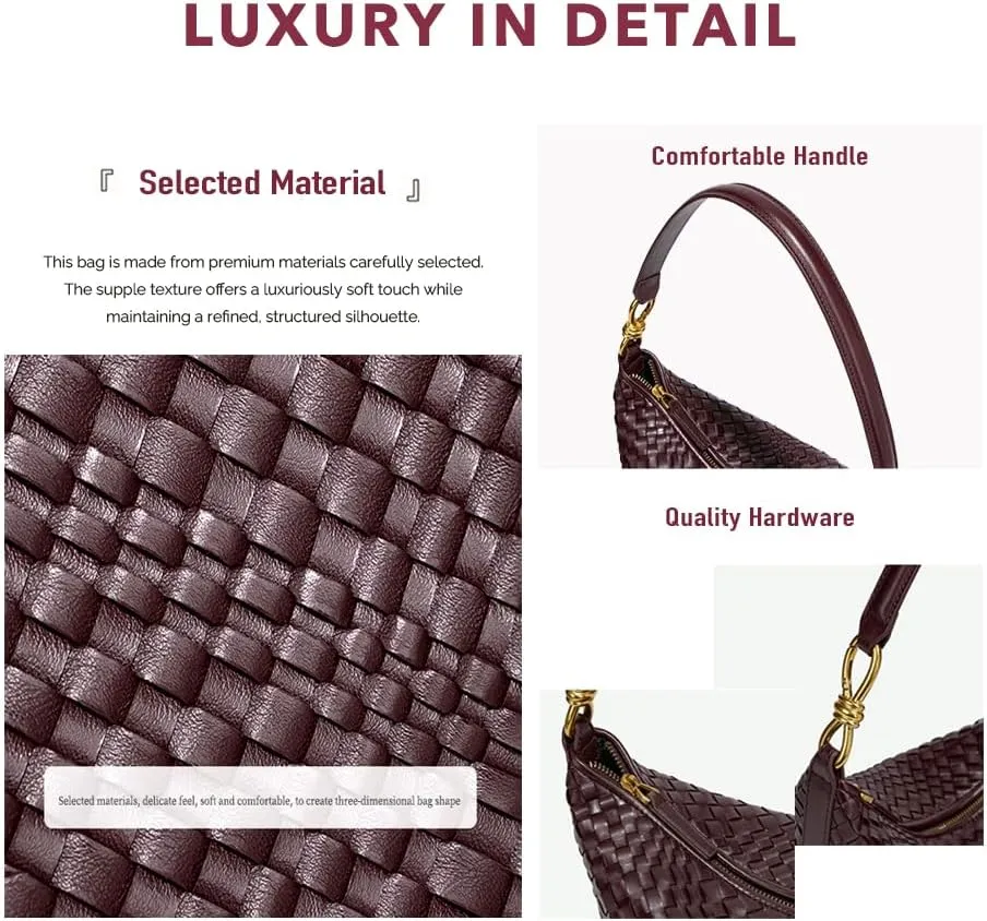 Vegan Leather Woven Bag for Women Top Handle Handbag Hobo Satchel Crossbody Bag Shoulder Purse