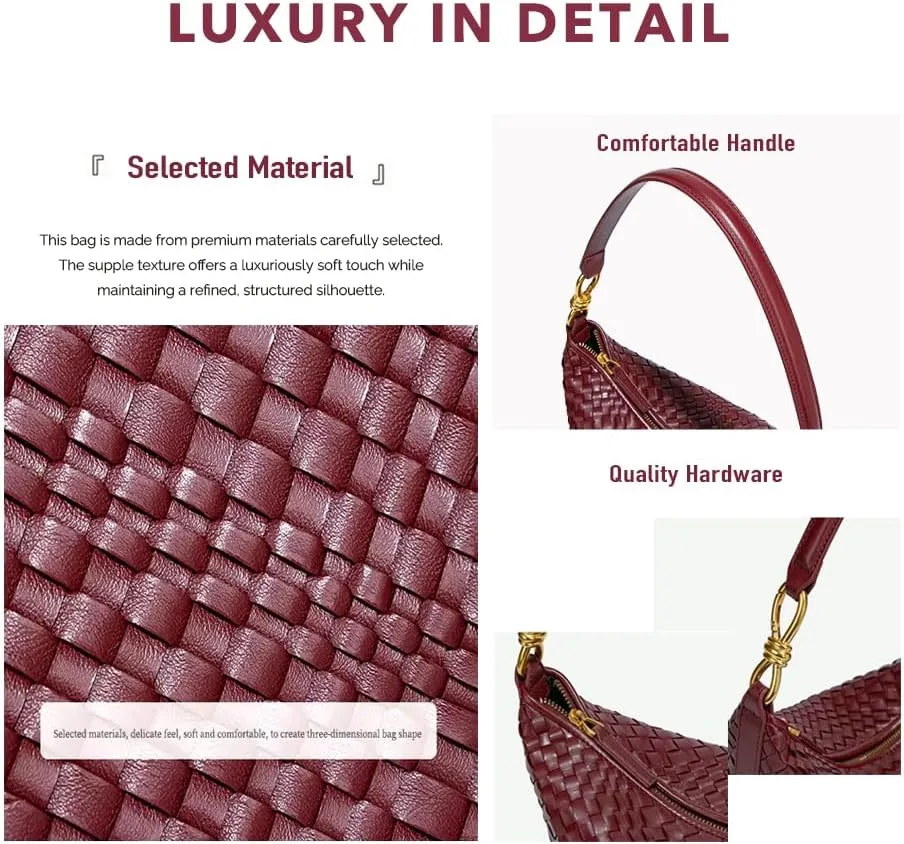 Vegan Leather Woven Bag for Women Top Handle Handbag Hobo Satchel Crossbody Bag Shoulder Purse