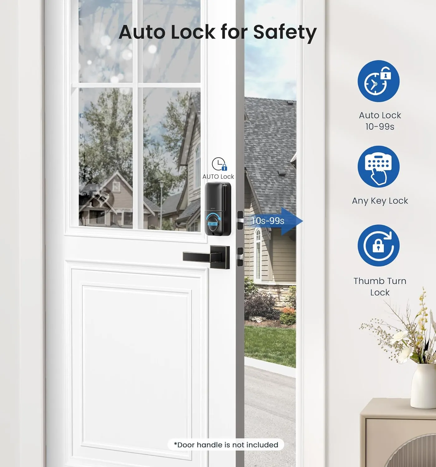 Veise Fingerprint Door Lock, Keyless Entry, Auto Lock, Electronic Keypad Deadbolt for Front Door, Biometric, Anti-Peeking Password, Easy Install, Oil Rubbed Bronze