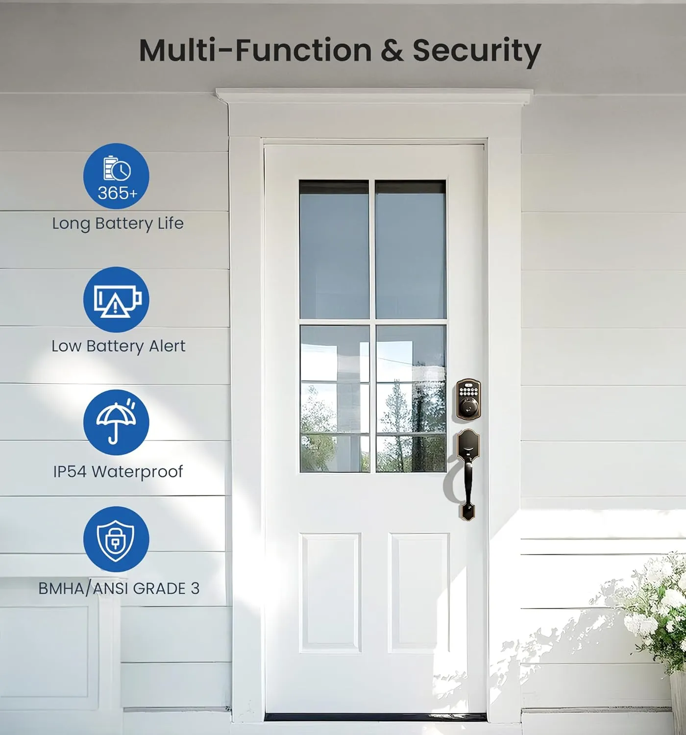 Veise Fingerprint Door Lock, Keyless Entry, Auto Lock, Electronic Keypad Deadbolt for Front Door, Biometric, Anti-Peeking Password, Easy Install, Oil Rubbed Bronze