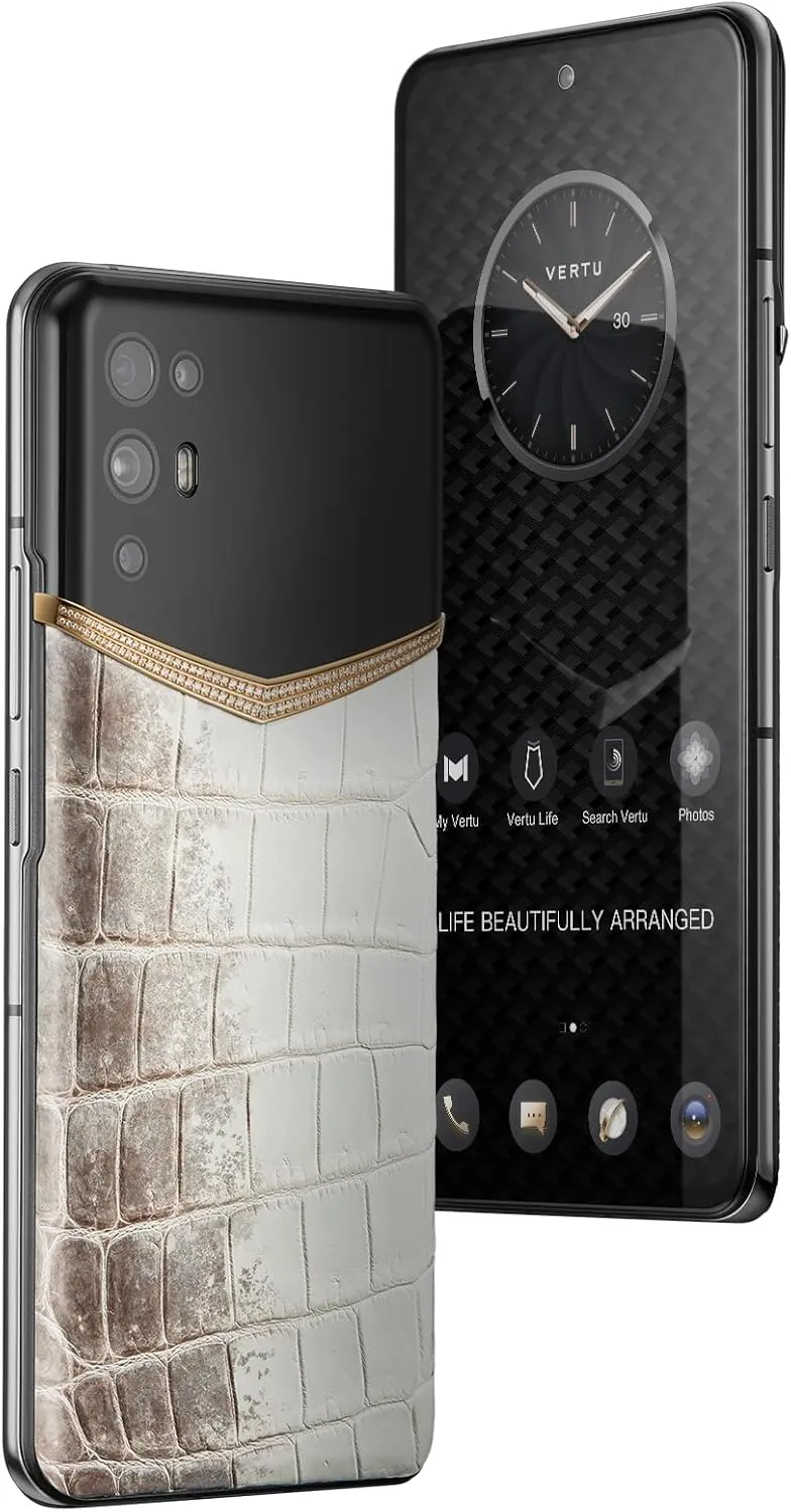 VERTU iVERTU Luxury Custom Made - 18K Gold & Diamonds with Himalayas Alligator Skin 5G Phone