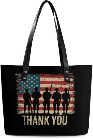Veterans Day Memorial Day Partiotic Military Purse for Women Casual Tote Bags Purses Ladies Top Handle Shoulder Handbag for Work Travel