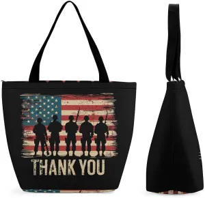 Veterans Day Memorial Day Partiotic Military Women's Tote Bag Casual Shopping Bags Fashion Handbags Gifts for Travel Work Holiday