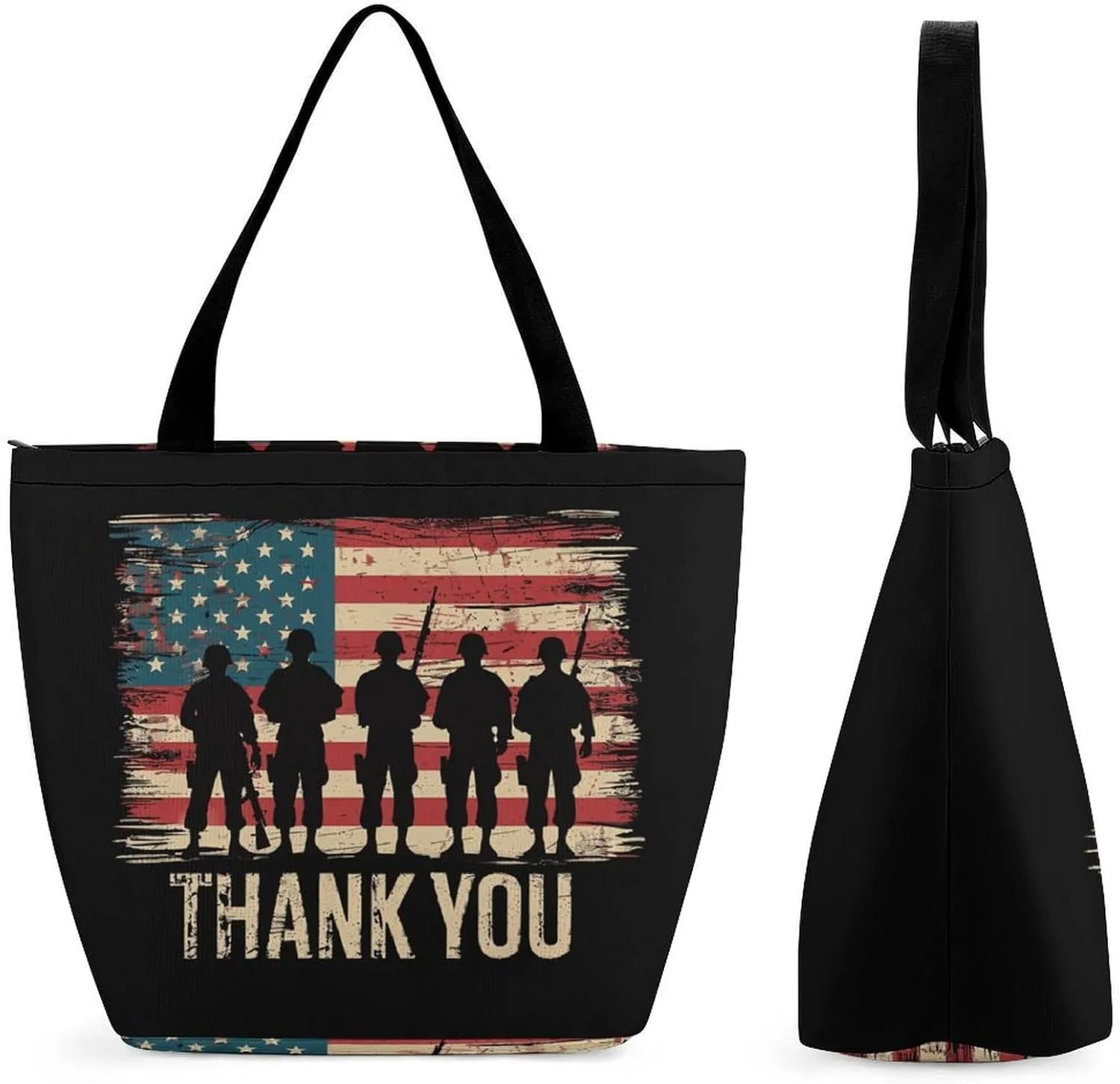 Veterans Day Memorial Day Partiotic Military Women's Tote Bag Casual Shopping Bags Fashion Handbags Gifts for Travel Work Holiday