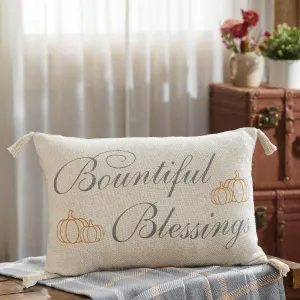 VHC Brands Harvest Blessings Bountiful Blessings Woven Pillow 14x22, Decorative Fall Throw Pillow, Primitive Decor for Fall and Thanksgiving