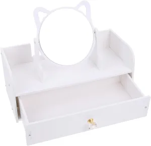 VICASKY Simple Tabletop Makeup Mirror Storage Box Multifunctional Design for Organized Makeup Elegant Look Stable Base High Definition Reflection for Bedroom and Vanity Use