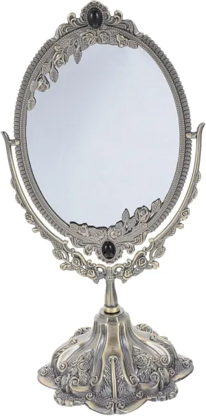 Vintage Double Sided Tabletop Makeup Mirror Retro Design High Definition Reflection Stable Base for Bedroom Bathroom and Vanity Use Present Option