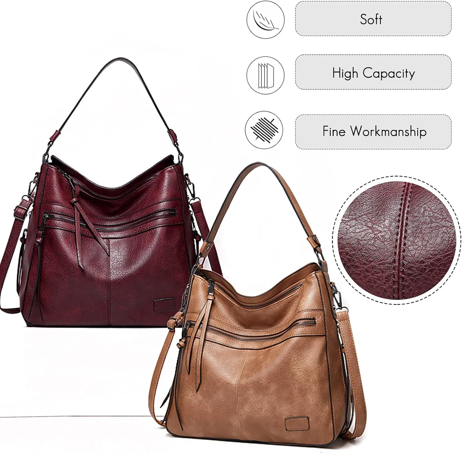 Vintage Handbag Women Hobo Top-handle Tote Bags Ladies Shoulder Bucket
