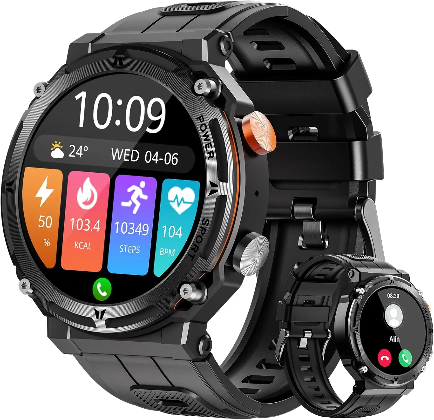 VIRAN Military Smart Watches for Men, 5ATM Waterproof Rugged Smart Watch with Bluetooth Call (Answer/Dial Call), 1.39” HD IP68 Fitness Tracker Watch with 100  Sport Modes for Android/iOS Phone