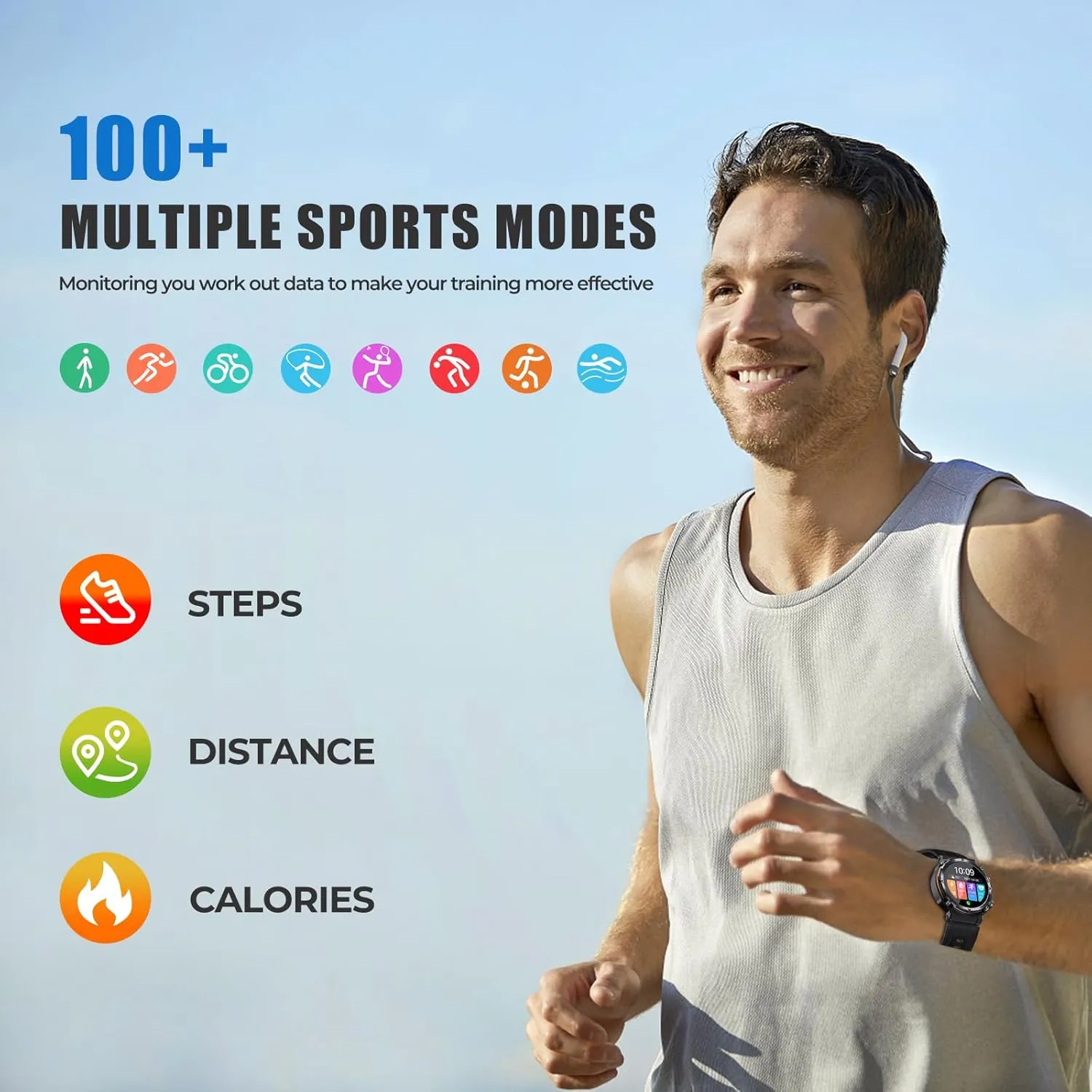VIRAN Military Smart Watches for Men, 5ATM Waterproof Rugged Smart Watch with Bluetooth Call (Answer/Dial Call), 1.39” HD IP68 Fitness Tracker Watch with 100  Sport Modes for Android/iOS Phone