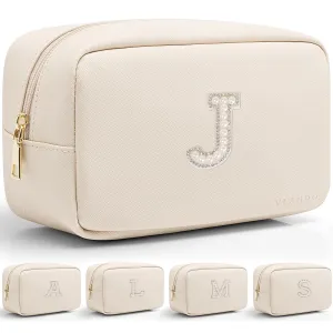 Vlando Birthday Gifts for Women Makeup Organzier Bag 20th 30th 40th 50th 60th Birthday Gifts for Women Initial Makeup Pouch Gift Ideas for Mom Sister Teachers J