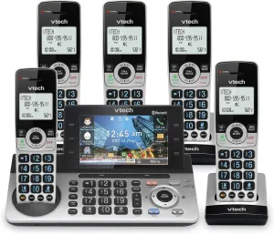VTech IS8251-5 Business Grade 5-Handset Cordless Phone for Home Office, 5" Color Display, Programmable Short Cut Keys, Smart Call Blocking, Answering System,Bluetooth Connect to Cell