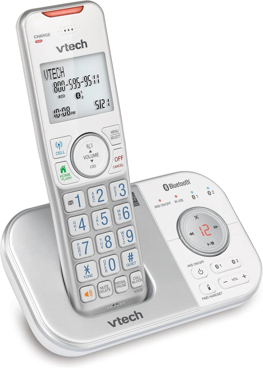 VTech VS112-17 Cordless Phone for Home with Answering Machine, Call Blocking, Caller ID, Intercom and Connect to Cell